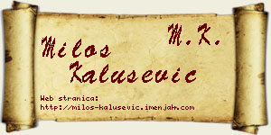 Miloš Kalušević vizit kartica
